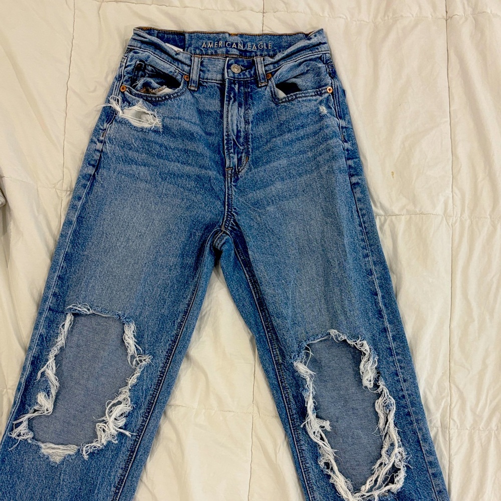 American Eagle Outfitters Women's Ripped Blue Boyfriend Jeans